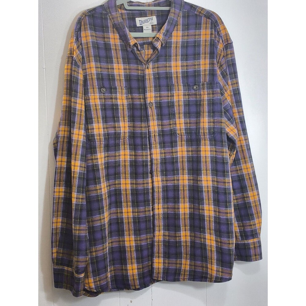 Duluth Mens 2XL Relaxed Fit Button Down Shirt Multicolor Plaid Cotton Casual